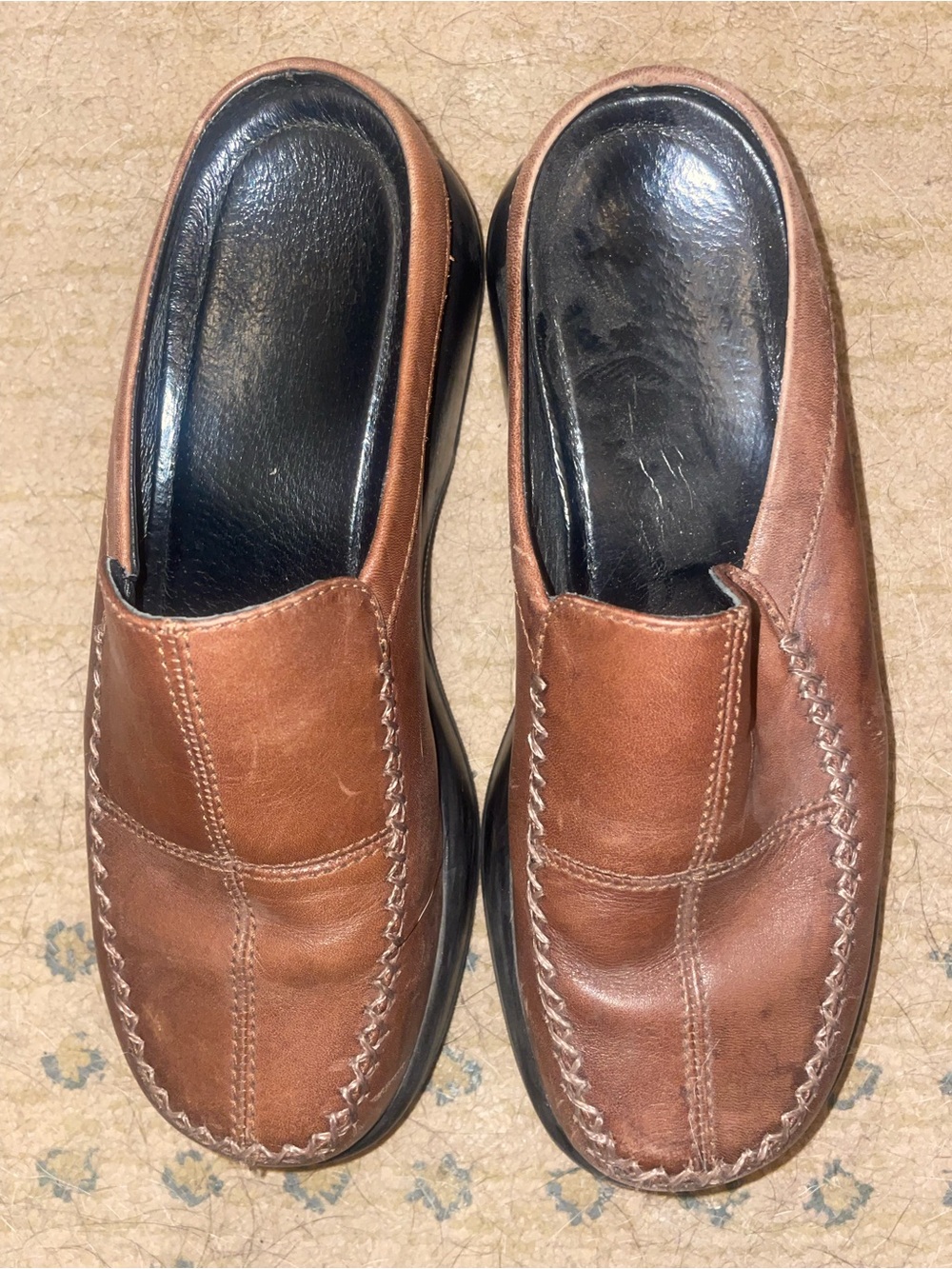 Women's Dansko Leather Nursing Shoes Mule Clogs Loafers - Brown, Size 39